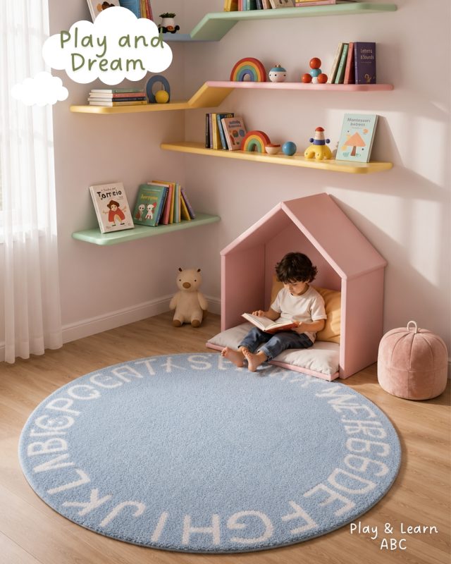 Круглий дитячий килим ABC Play (Blue)