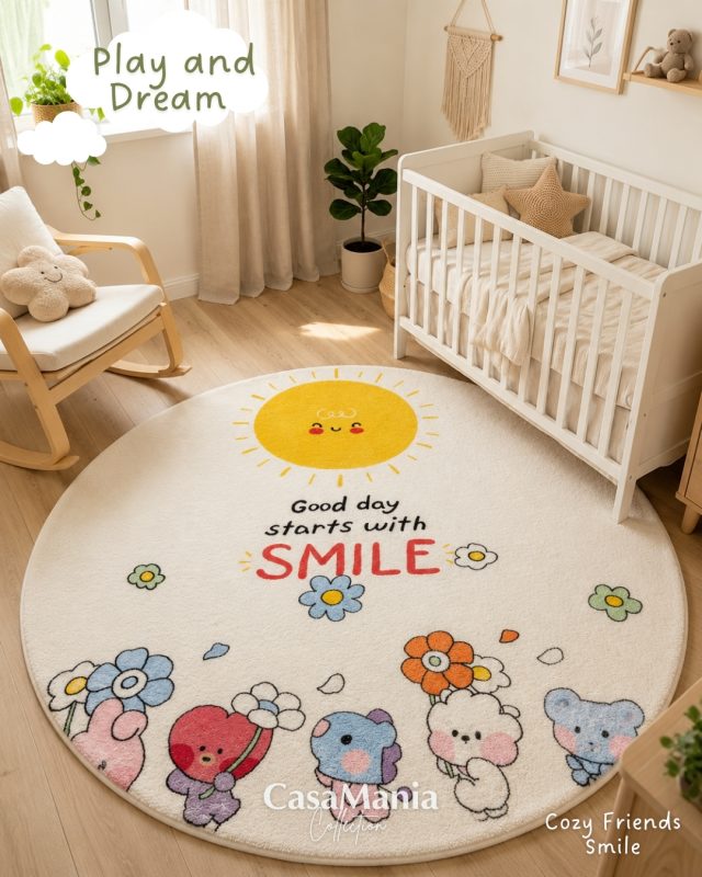 Круглий дитячий килим Smile