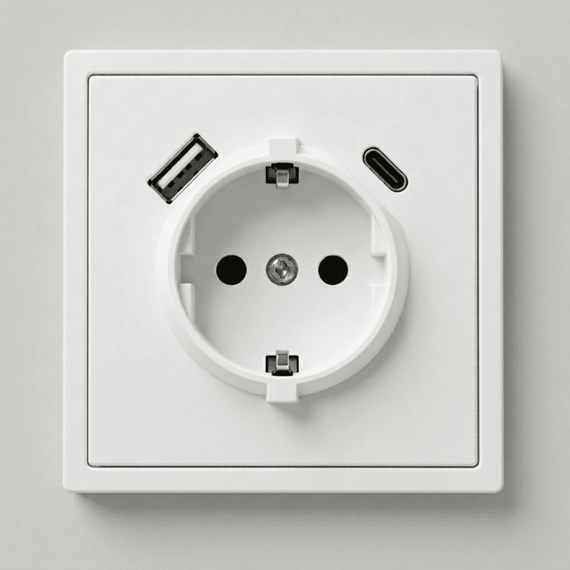S-23-1 Розетка з заземленням, USB (A+C), Білий, Slim series (без рамки)