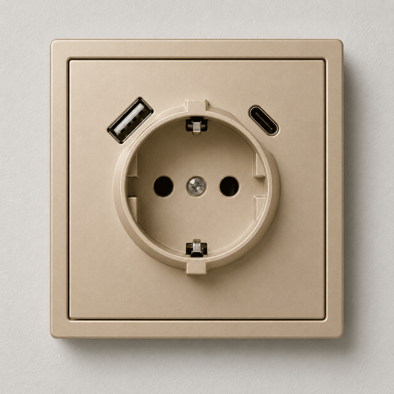 S-23-4 Розетка з заземленням, USB (A+C), Золотий, Slim series