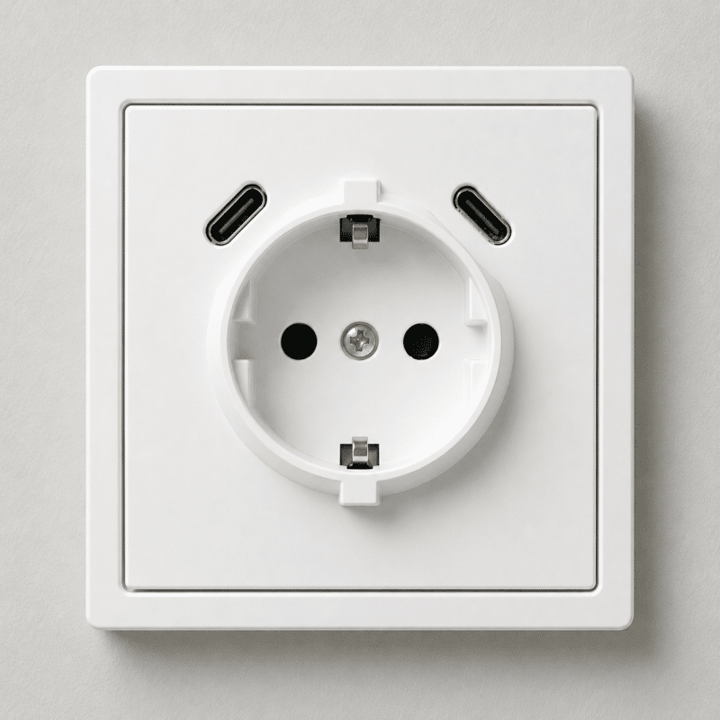 S-24-1 Розетка з заземленням, USB (C+C), Білий, Slim series (без рамки)