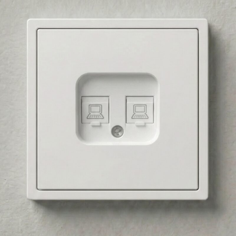 S-31-1 Інтернет розетка, подвійна, RJ45, Cat 6, Білий, Slim series