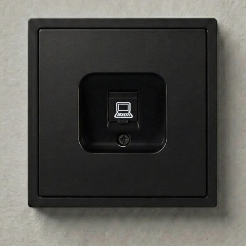 S-30-3 Інтернет розетка, одинарна, RJ45, Cat 6, Чорний, Slim series