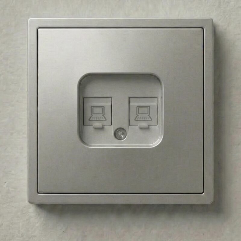 S-31-2 Інтернет розетка, подвійна, RJ45, Cat 6, Сірий, Slim series