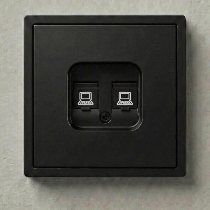 S-31-3 Інтернет розетка, подвійна, RJ45, Cat 6, Чорний, Slim series