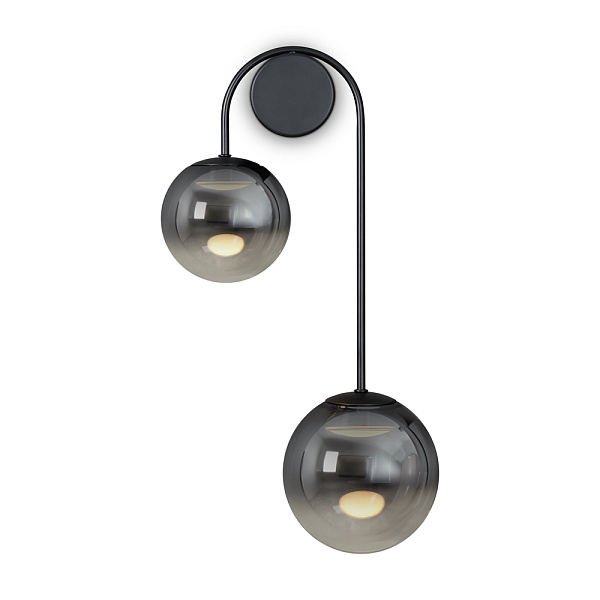 Бра LED 13 Вт 3000K, димчастий, чорний, 14,5×46 см