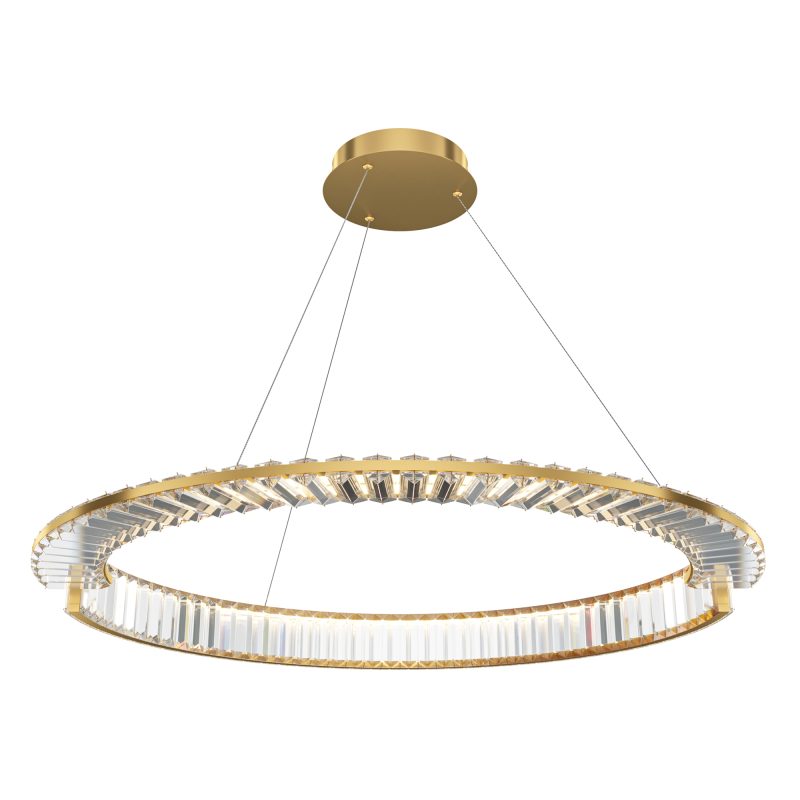 Люстра LED 45 Вт 3000K з кришталем, латунь, Ø80,5 см