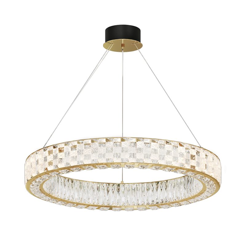 Люстра LED 64 Вт 3000K з кришталем, золото, Ø85 см