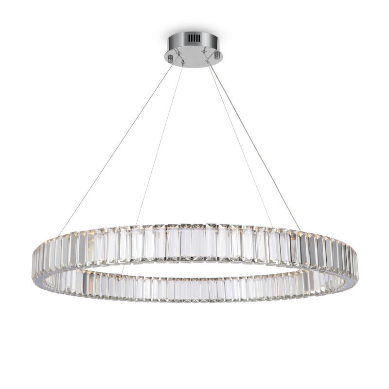 Люстра LED 30 Вт 3000k, 4000k, 5000K з кришталем, хром, Ø80 см